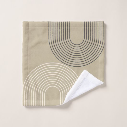 Taupe-Neutral-Minimalistisch Badhandtuch Set (Waschlappen)