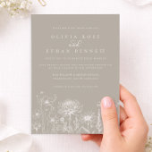 Taupe Neutral Wildflower Wedding Invitation Einladung