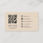 Taupe Neutrales Logo QR-Code Professionell Visitenkarte (Vorderseite)