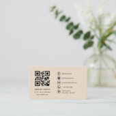 Taupe Neutrales Logo QR-Code Professionell Visitenkarte (Stehend Vorderseite)