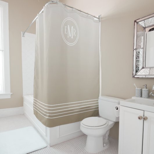 Taupe Ombre Mit Monogramm Duschvorhang (Beispiel)
