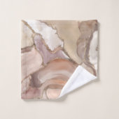 Taupe Palette flüssiger Marmor und Gold abstrakt Badhandtuch Set (Waschlappen)