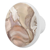 Taupe Palette flüssiger Marmor und Gold abstrakt Keramikknauf (Rechts)