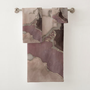 Taupe Palette Tinte und Gold abstrakt Badhandtuch Set