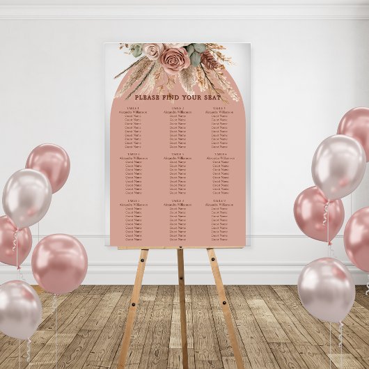 Taupe pampas grass wedding seating chart acrylschild