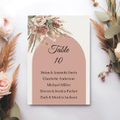 Taupe pampas grass wedding table number names card RSVP karte