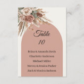 Taupe pampas grass wedding table number names card RSVP karte (Vorderseite)