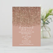 Taupe Pink & Bronze Gold Glitzer Verlobung Dusche Einladung (Stehend Vorderseite)