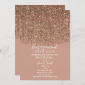 Taupe Pink & Bronze Gold Glitzer Verlobung Dusche Einladung (Vorne/Hinten)