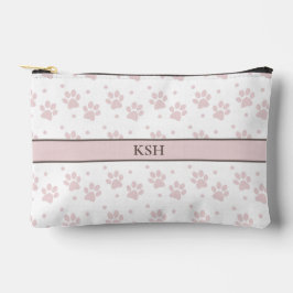 Taupe & Pink Paw Print Cosmetic Bag - Personalisie Zubehörtasche