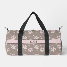 Taupe & Pink Paw Print Duffel Bag - Personalisiert Duffle Bag