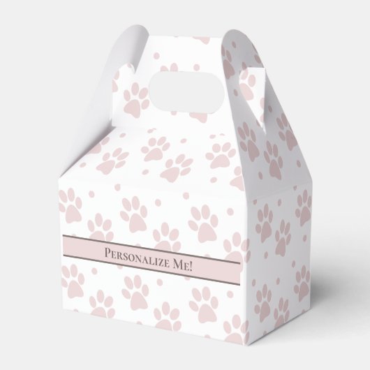 Taupe & Pink Paw Print - Personalisiertes Party Geschenkschachtel (Vorderseite)