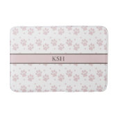 Taupe & Pink Paw Print – Personalized Dog Lover Badematte (Vorderseite)