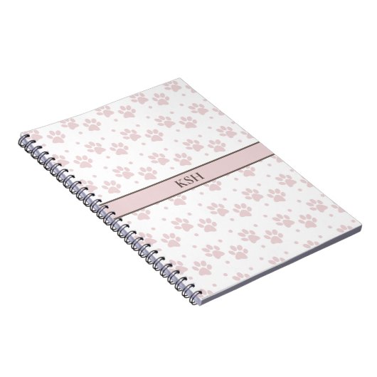 Taupe & Pink Paw Print SpiralNotebook Notizblock (Rechte Seite)