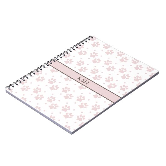 Taupe & Pink Paw Print SpiralNotebook Notizblock (Linke Seite)