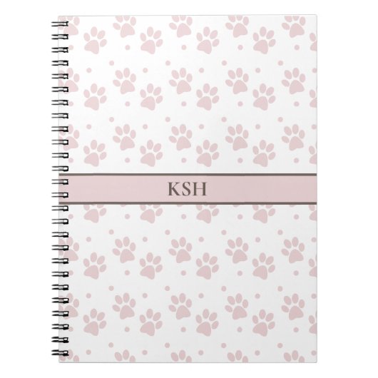 Taupe & Pink Paw Print SpiralNotebook Notizblock (Vorderseite)