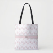 Taupe & Pink Paw Print Tote Bag – Personalized Tasche (Vorderseite)
