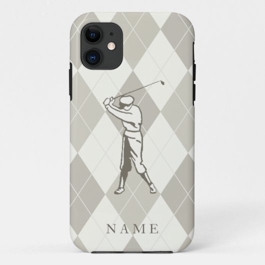 Taupe Raute Muster, Personalisiert Golf Case-Mate iPhone Hülle (Rückseite)