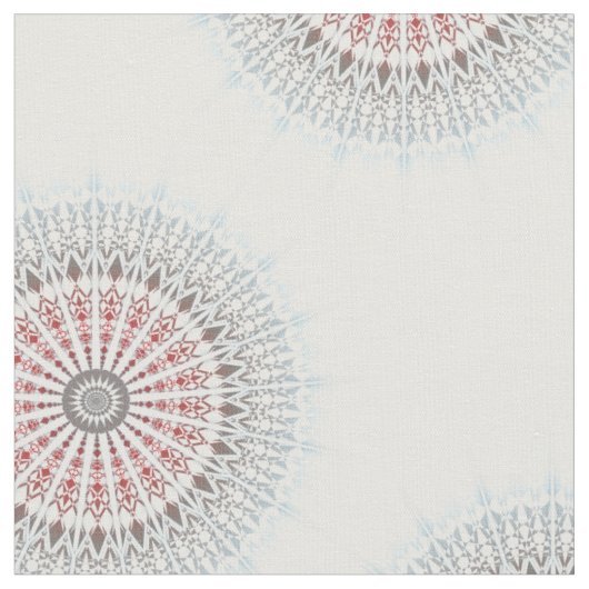Taupe Red Blue White Mandala Stoff (Nahaufnahme)