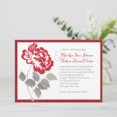 Taupe, Red Peony on White Wedding Einladung (Stehend Vorderseite)