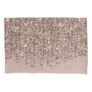 Taupe-Rosa-Roségold-Bronze-Glitter-Kaskade Kissenbezug