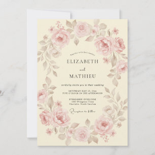 Taupe Rose Blush Petal Hochzeit Einladung