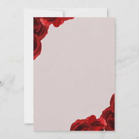 Taupe Rote Rosen Weiße Blätter Kleid Quinceañera Einladung