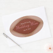 Taupe Russet Brocade Lace Wedding Wine label Ovaler Aufkleber (Umschlag)