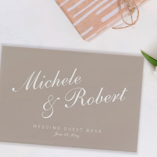 Taupe Sand Beige Neutral Elegantes einfaches Skrip Gästebuch