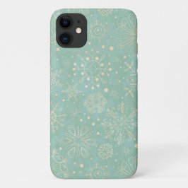 Taupe Schneeflocken auf Minz Weihnachten Case-Mate iPhone Hülle