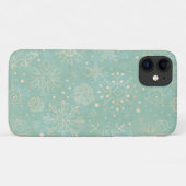 Taupe Schneeflocken auf Minz Weihnachten Case-Mate iPhone Hülle (Rückseite (Horizontal))