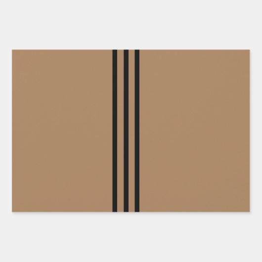 Taupe + Schwarze Streifen Geschenkpapier Set (Vorderseite 2)