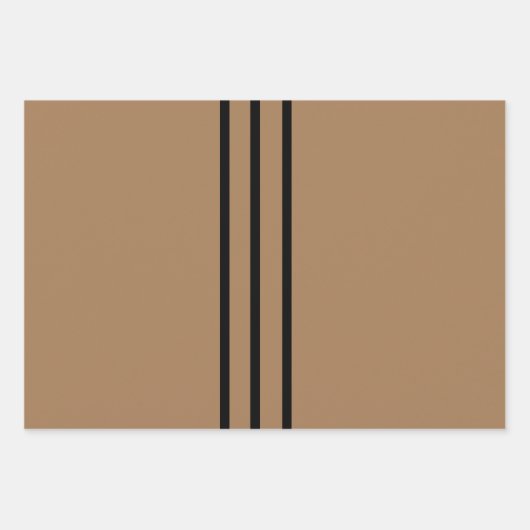 Taupe + Schwarze Streifen Geschenkpapier Set (Vorderseite)