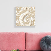 Taupe Seepferd und Schnörkel Küste Leinwanddruck (Insitu (Wohnzimmer))