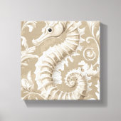 Taupe Seepferd und Schnörkel Küste Leinwanddruck (Vorderseite)