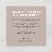 Taupe Sie haben großen Geschmack got Dankeschön Quadratische Visitenkarte (Rückseite)