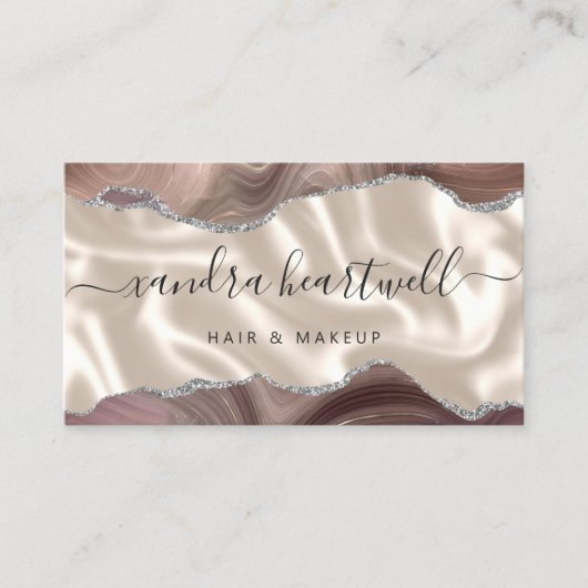 Taupe Silver Agate Ivory Luxury Visitenkarte (Vorderseite)