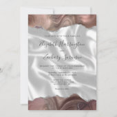 Taupe Silver Agate White Silk Wedding Einladung (Vorderseite)