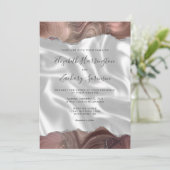 Taupe Silver Agate White Silk Wedding Einladung (Stehend Vorderseite)