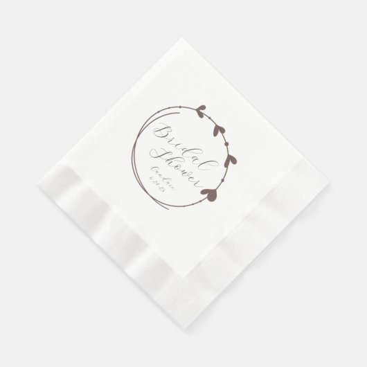 Taupe Simple Heart Wreath Brautparty Serviette (Ecke)