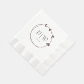 Taupe Simple Heart Wreath Monogram Wedding Serviette (Ecke)