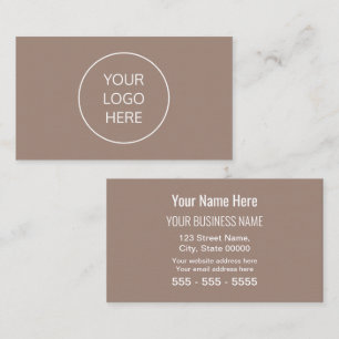 Taupe Simple Modern Add Your Logo Business Card Visitenkarte