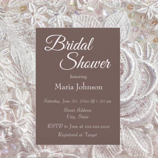 Taupe Simple Style Brautparty Einladung