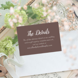 Taupe Simple Style Wedding Details Begleitkarte
