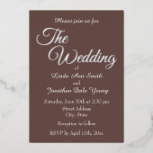 Taupe Simple Style Wedding Folieneinladung (Vorderseite)