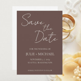 Taupe Simple Style Wedding Save The Date