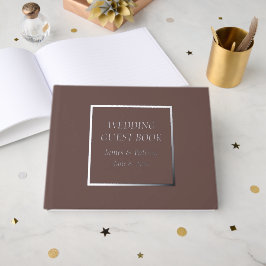 Taupe Simple Stylized Letters Wedding Gästebuch