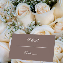 Taupe Simple Stylized Script Wedding Platzkarte