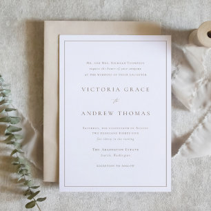 Taupe Simple Typografy Formal Wedding Einladung