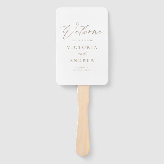 Taupe Simple Typografy Formal Wedding Program Fächer (Vorderseite)